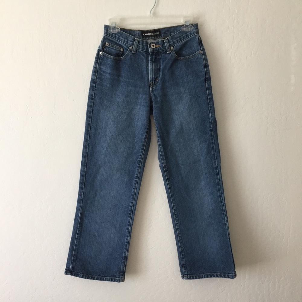 Express - Stovepipe straight leg mid-rise jeans, 3/4S
